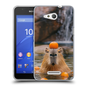 Силиконовый чехол на Sony Xperia E4g с принтом Капибара с апельсином Силиконовый чехол на Sony Xperia E4g с принтом Капибара с апельсином