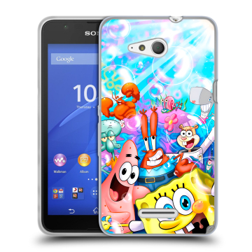 Силиконовый чехол на Sony Xperia E4g с принтом спанчбоб спанч боб
