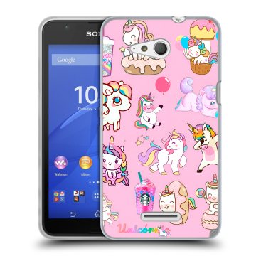 Силиконовый чехол на Sony Xperia E4g с принтом розовые единороги Силиконовый чехол на Sony Xperia E4g с принтом розовые единороги