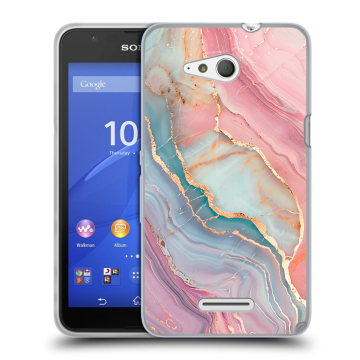 Силиконовый чехол на Sony Xperia E4g с принтом розовый мрамор Силиконовый чехол на Sony Xperia E4g с принтом розовый мрамор