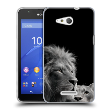 Силиконовый чехол на Sony Xperia E4g с принтом Лев кошки