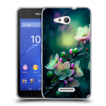 Силиконовый чехол на Sony Xperia E4g с принтом Цветы и мрамор Силиконовый чехол на Sony Xperia E4g с принтом Цветы и мрамор