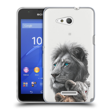 Силиконовый чехол на Sony Xperia E4g с принтом Львы