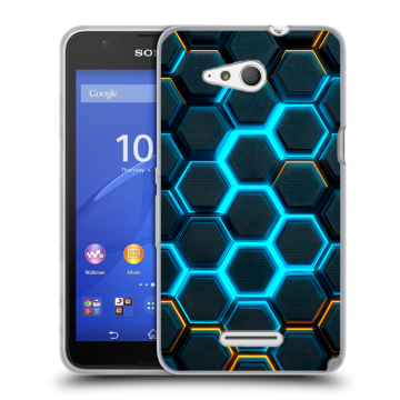 Силиконовый чехол на Sony Xperia E4g с принтом Неоновые соты