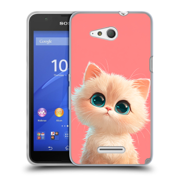 Силиконовый чехол на Sony Xperia E4g с принтом Розовый котенок