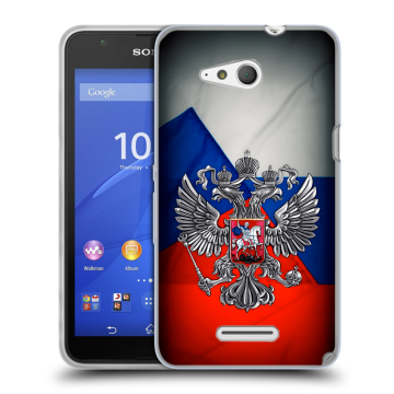 Силиконовый чехол на Sony Xperia E4g с принтом Флаг России