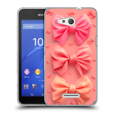 Силиконовый чехол на Sony Xperia E4g с принтом Розовые бантики Силиконовый чехол на Sony Xperia E4g с принтом Розовые бантики