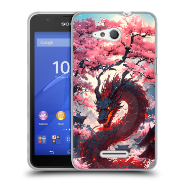 Силиконовый чехол на Sony Xperia E4g с принтом Дракон Японский Силиконовый чехол на Sony Xperia E4g с принтом Дракон Японский