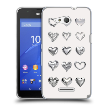 Силиконовый чехол на Sony Xperia E4g с принтом Y2K сердечки Силиконовый чехол на Sony Xperia E4g с принтом Y2K сердечки