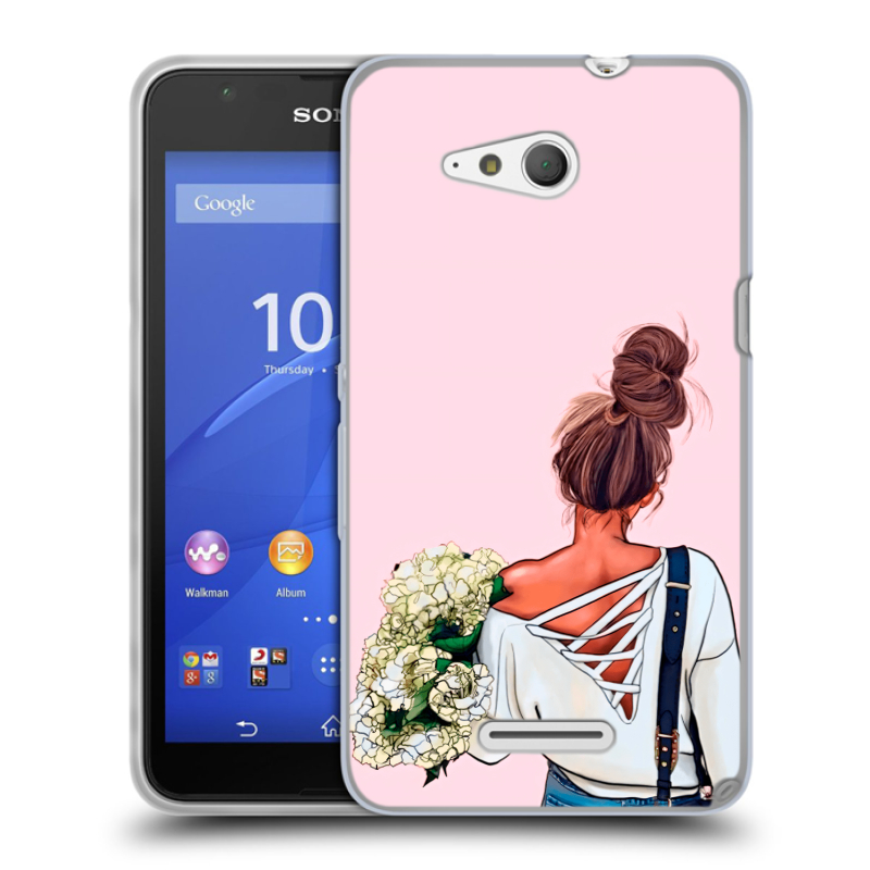 Пластиковый чехол на Sony Xperia E4g с принтом Девушка и букет Пластиковый чехол на Sony Xperia E4g с принтом Девушка и букет