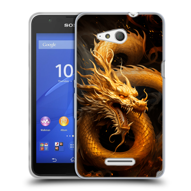 Силиконовый чехол на Sony Xperia E4g с принтом Золотой дракон Силиконовый чехол на Sony Xperia E4g с принтом Золотой дракон