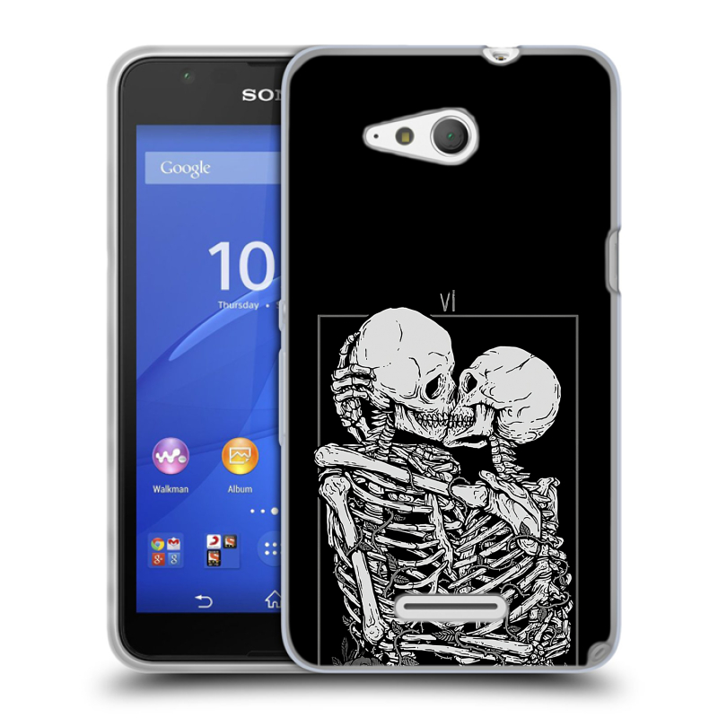 Пластиковый чехол на Sony Xperia E4g с принтом Поцелуй скелетов Пластиковый чехол на Sony Xperia E4g с принтом Поцелуй скелетов