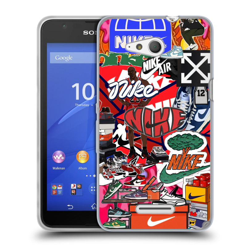 Силиконовый чехол на Sony Xperia E4g с принтом Найк Nike яркий Силиконовый чехол на Sony Xperia E4g с принтом Найк Nike яркий