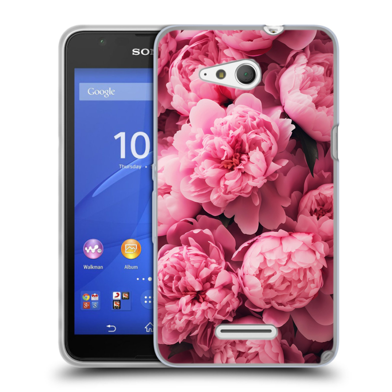 Силиконовый чехол на Sony Xperia E4g с принтом цветы пионы Силиконовый чехол на Sony Xperia E4g с принтом цветы пионы