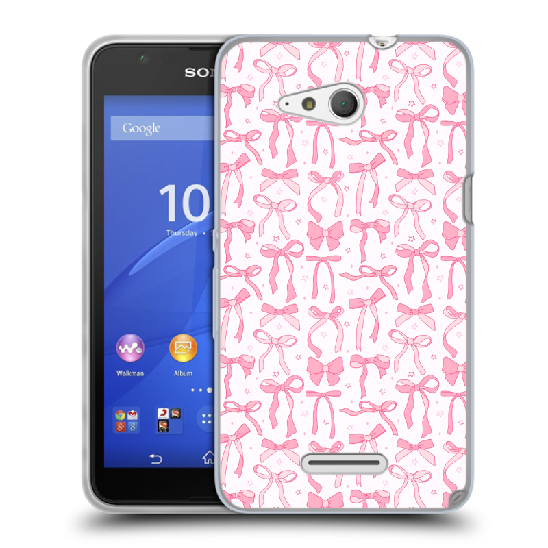 Пластиковый чехол на Sony Xperia E4g с принтом Розовые бантики Пластиковый чехол на Sony Xperia E4g с принтом Розовые бантики