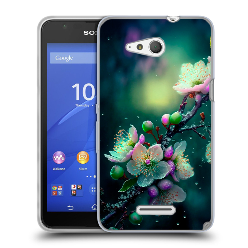 Силиконовый чехол на Sony Xperia E4g с принтом Цветы и мрамор Силиконовый чехол на Sony Xperia E4g с принтом Цветы и мрамор