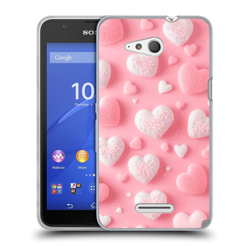 Пластиковый чехол на Sony Xperia E4g с принтом Сердечки Пластиковый чехол на Sony Xperia E4g с принтом Сердечки