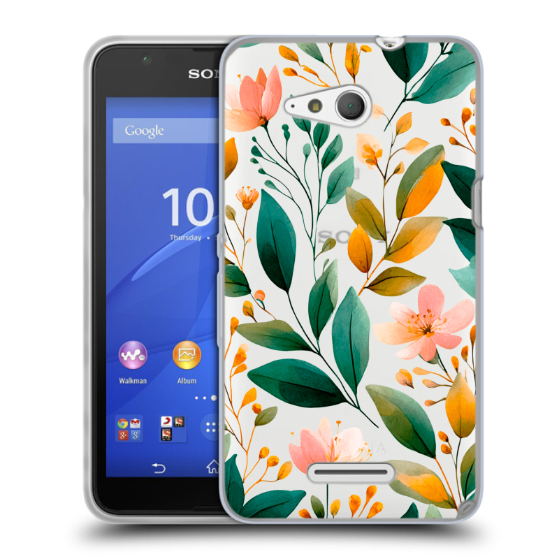 Пластиковый чехол на Sony Xperia E4g с принтом Цветы паттерн Пластиковый чехол на Sony Xperia E4g с принтом Цветы паттерн