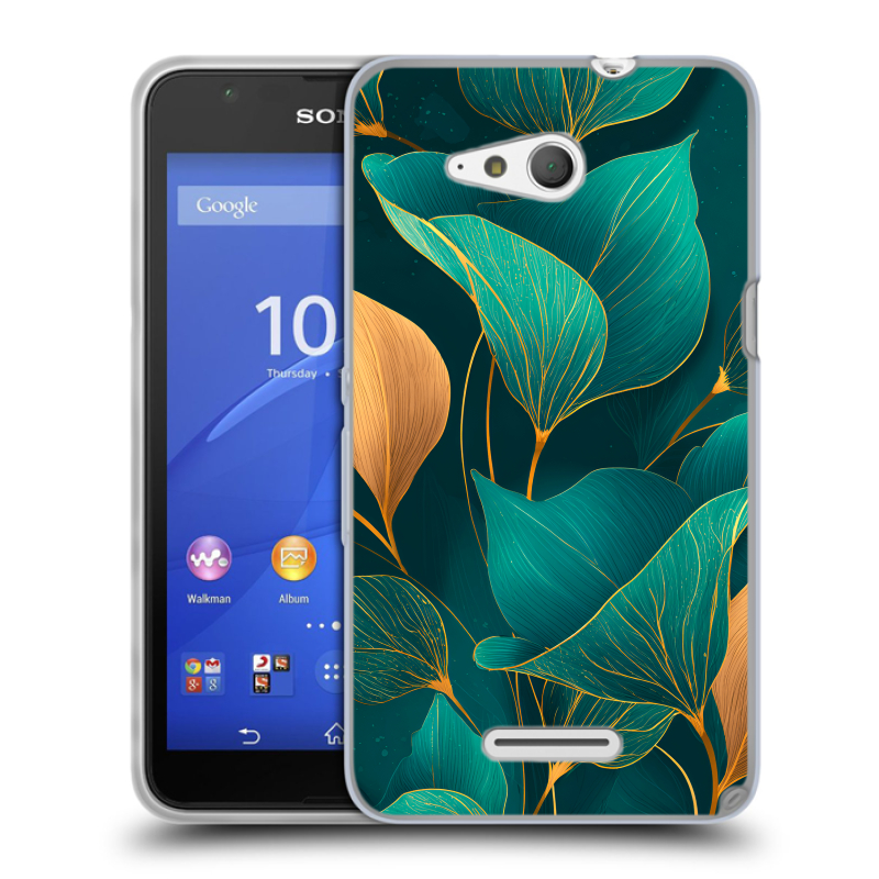 Пластиковый чехол на Sony Xperia E4g с принтом Листья и золото Пластиковый чехол на Sony Xperia E4g с принтом Листья и золото