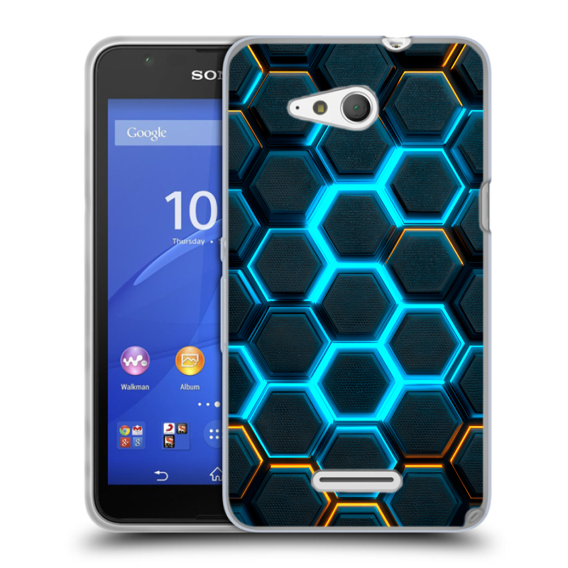 Пластиковый чехол на Sony Xperia E4g с принтом Неоновые соты Пластиковый чехол на Sony Xperia E4g с принтом Неоновые соты
