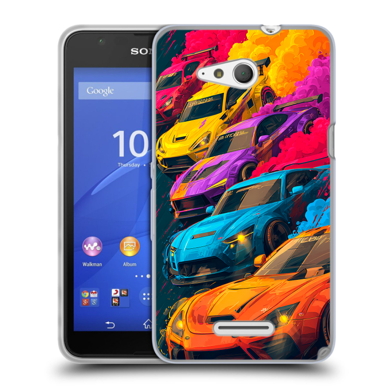 Пластиковый чехол на Sony Xperia E4g с принтом Тачки Пластиковый чехол на Sony Xperia E4g с принтом Тачки