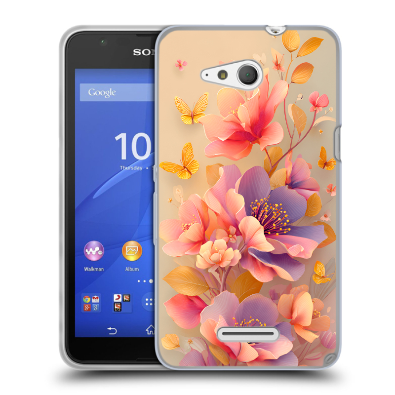 Силиконовый чехол на Sony Xperia E4g с принтом Цветы и бабочки Силиконовый чехол на Sony Xperia E4g с принтом Цветы и бабочки