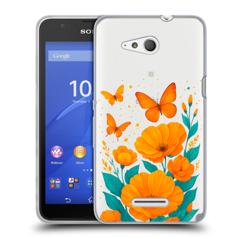 Пластиковый чехол на Sony Xperia E4g с принтом цветы бабочки Пластиковый чехол на Sony Xperia E4g с принтом цветы бабочки