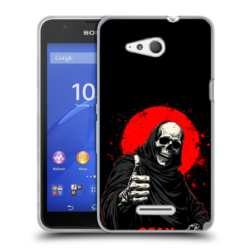 Силиконовый чехол на Sony Xperia E4g с принтом смешной скелет Силиконовый чехол на Sony Xperia E4g с принтом смешной скелет