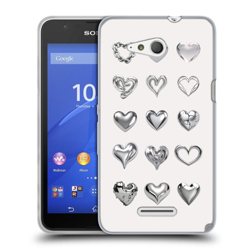 Силиконовый чехол на Sony Xperia E4g с принтом Y2K сердечки Силиконовый чехол на Sony Xperia E4g с принтом Y2K сердечки
