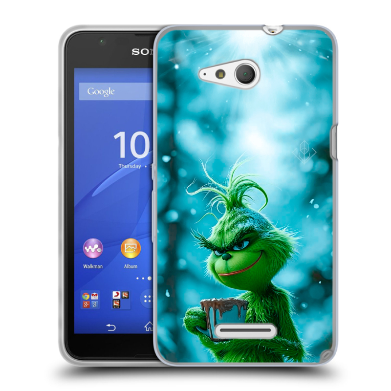 Силиконовый чехол на Sony Xperia E4g с принтом Новый год гринч Силиконовый чехол на Sony Xperia E4g с принтом Новый год гринч