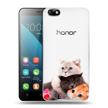 Силиконовый чехол на Huawei Honor 4X с принтом Кошки Силиконовый чехол на Huawei Honor 4X с принтом Кошки