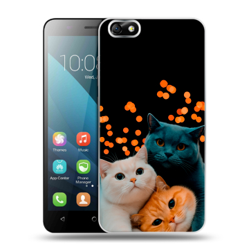 Силиконовый чехол на Huawei Honor 4X с принтом Кошки Силиконовый чехол на Huawei Honor 4X с принтом Кошки