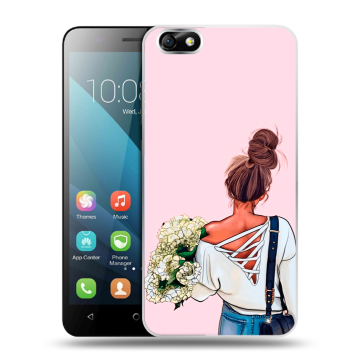 Силиконовый чехол на Huawei Honor 4X с принтом Девушка и букет Силиконовый чехол на Huawei Honor 4X с принтом Девушка и букет