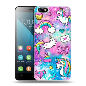 Силиконовый чехол на Huawei Honor 4X с принтом Единороги