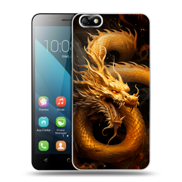Силиконовый чехол на Huawei Honor 4X с принтом Золотой дракон Силиконовый чехол на Huawei Honor 4X с принтом Золотой дракон