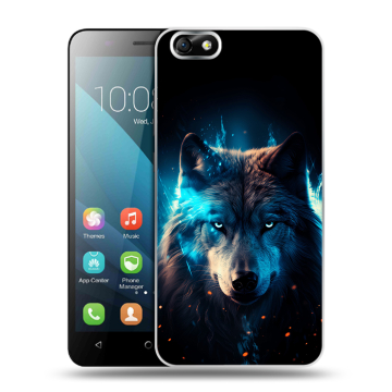 Силиконовый чехол на Huawei Honor 4X с принтом Волк ночной
