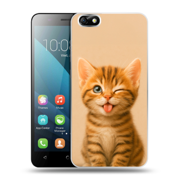 Силиконовый чехол на Huawei Honor 4X с принтом котенок