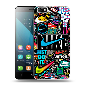 Силиконовый чехол на Huawei Honor 4X с принтом найк nike черный Силиконовый чехол на Huawei Honor 4X с принтом найк nike черный