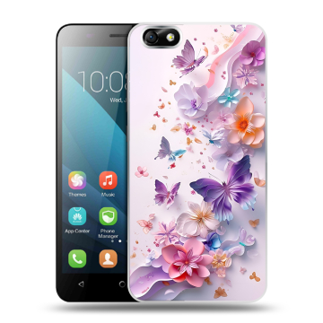 Силиконовый чехол на Huawei Honor 4X с принтом цветы бабочки