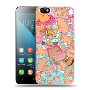 Силиконовый чехол на Huawei Honor 4X с принтом капибары