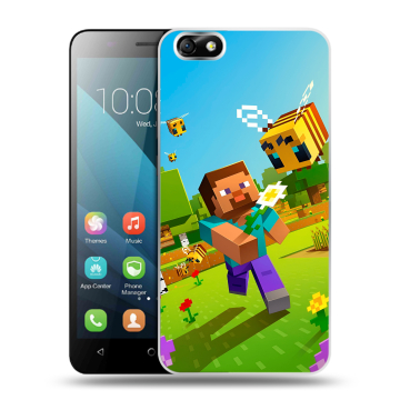 Силиконовый чехол на Huawei Honor 4X с принтом Майнкрафт Minecraft