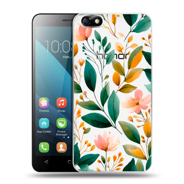 Силиконовый чехол на Huawei Honor 4X с принтом Цветы паттерн Силиконовый чехол на Huawei Honor 4X с принтом Цветы паттерн