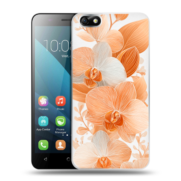 Силиконовый чехол на Huawei Honor 4X с принтом Бежевые цветы Силиконовый чехол на Huawei Honor 4X с принтом Бежевые цветы