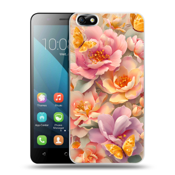 Силиконовый чехол на Huawei Honor 4X с принтом Цветы и бабочки Силиконовый чехол на Huawei Honor 4X с принтом Цветы и бабочки