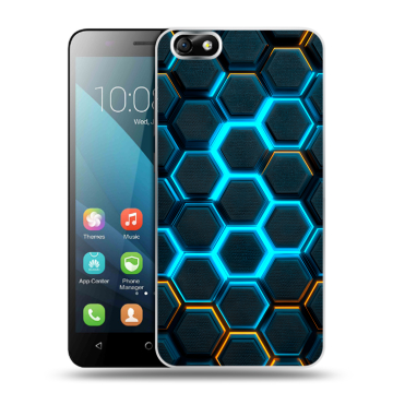 Силиконовый чехол на Huawei Honor 4X с принтом Неоновые соты Силиконовый чехол на Huawei Honor 4X с принтом Неоновые соты