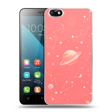 Силиконовый чехол на Huawei Honor 4X с принтом Розовый космос Силиконовый чехол на Huawei Honor 4X с принтом Розовый космос