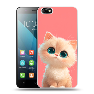 Силиконовый чехол на Huawei Honor 4X с принтом Розовый котенок Силиконовый чехол на Huawei Honor 4X с принтом Розовый котенок