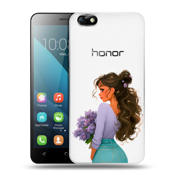 Силиконовый чехол на Huawei Honor 4X с принтом девушка цветы Силиконовый чехол на Huawei Honor 4X с принтом девушка цветы