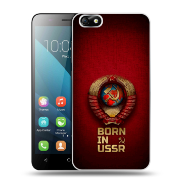 Силиконовый чехол на Huawei Honor 4X с принтом Флаг Герб СССР Силиконовый чехол на Huawei Honor 4X с принтом Флаг Герб СССР