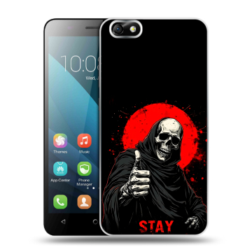 Силиконовый чехол на Huawei Honor 4X с принтом смешной скелет Силиконовый чехол на Huawei Honor 4X с принтом смешной скелет